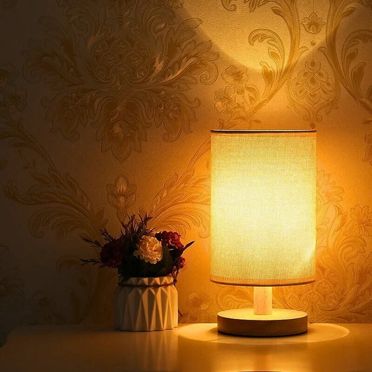 Fabric and Wood Accent Lamp