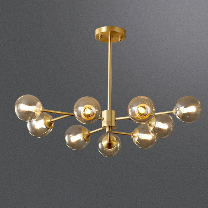 Brass Glass Globe Chandelier