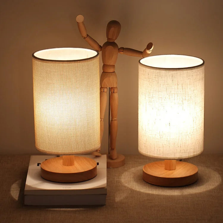 Fabric and Wood Accent Lamp