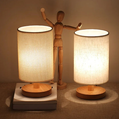 Fabric and Wood Accent Lamp