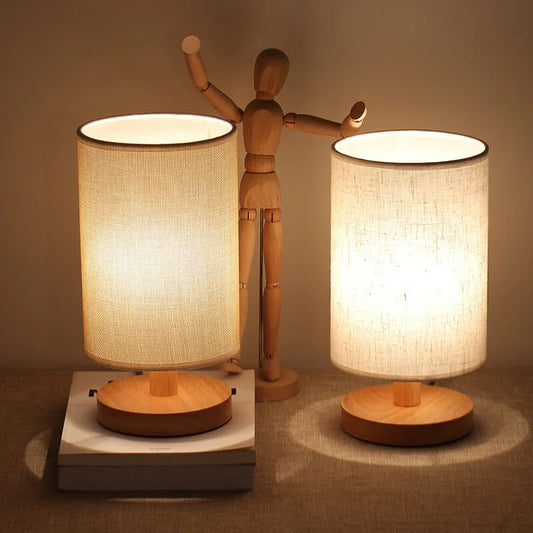 Fabric and Wood Accent Lamp