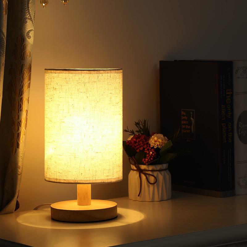 Fabric and Wood Accent Lamp