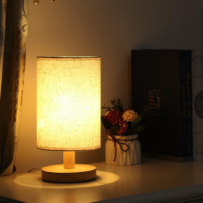 Fabric and Wood Accent Lamp