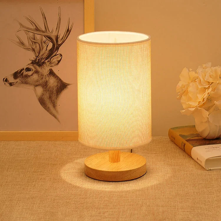 Fabric and Wood Accent Lamp