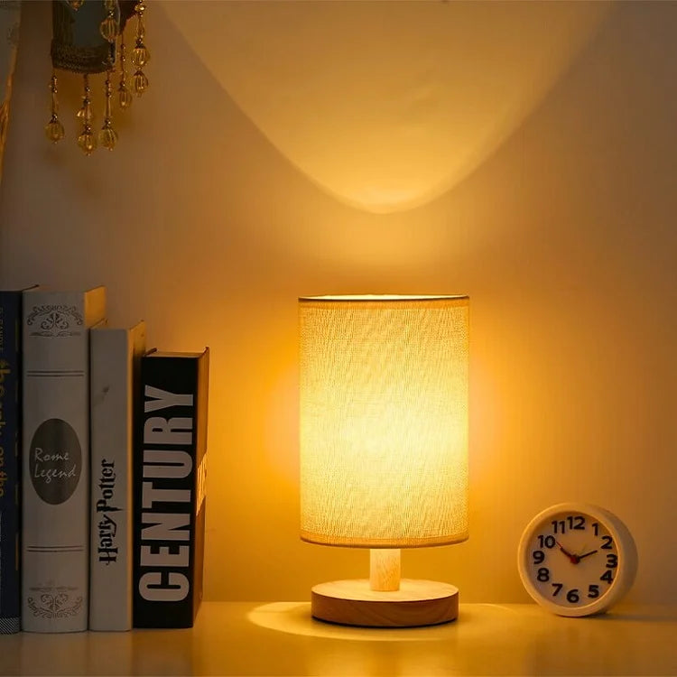 Fabric and Wood Accent Lamp
