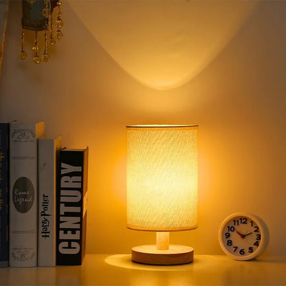 Fabric and Wood Accent Lamp