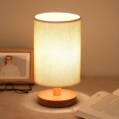 Fabric and Wood Accent Lamp