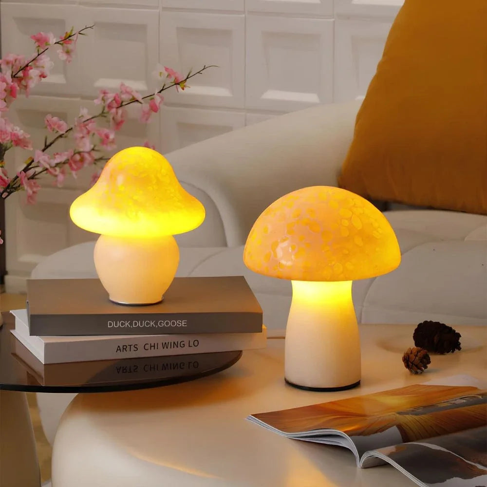 Speckled Glass Mushroom Lamp