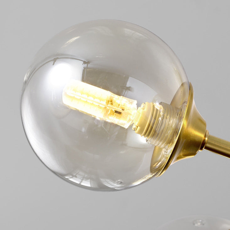 Brass Glass Globe Chandelier