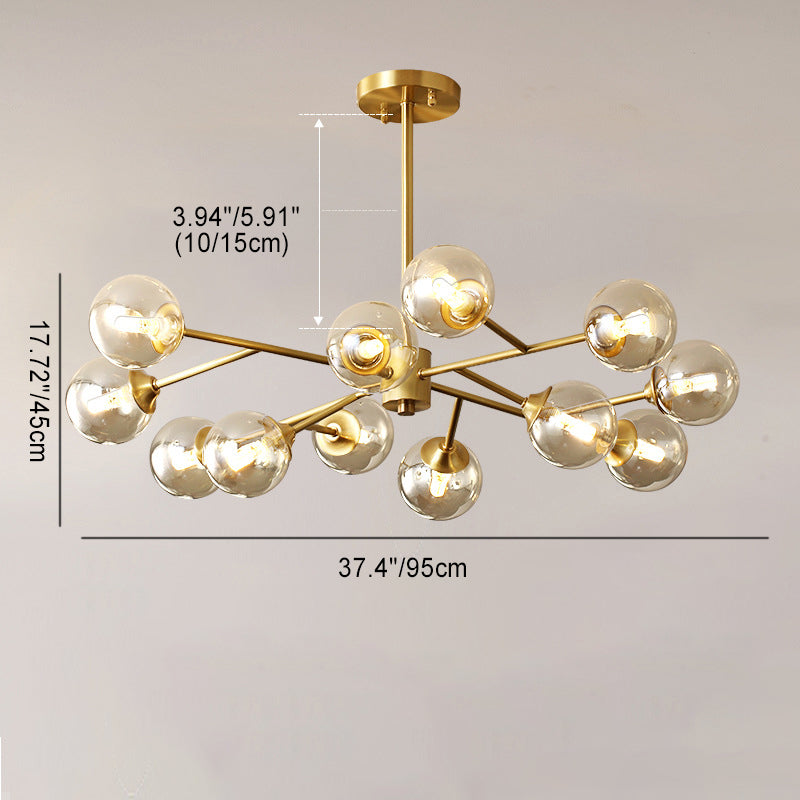 Brass Glass Globe Chandelier