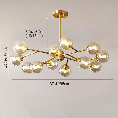 Brass Glass Globe Chandelier