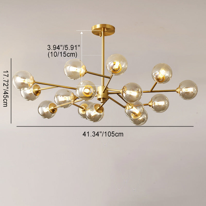 Brass Glass Globe Chandelier