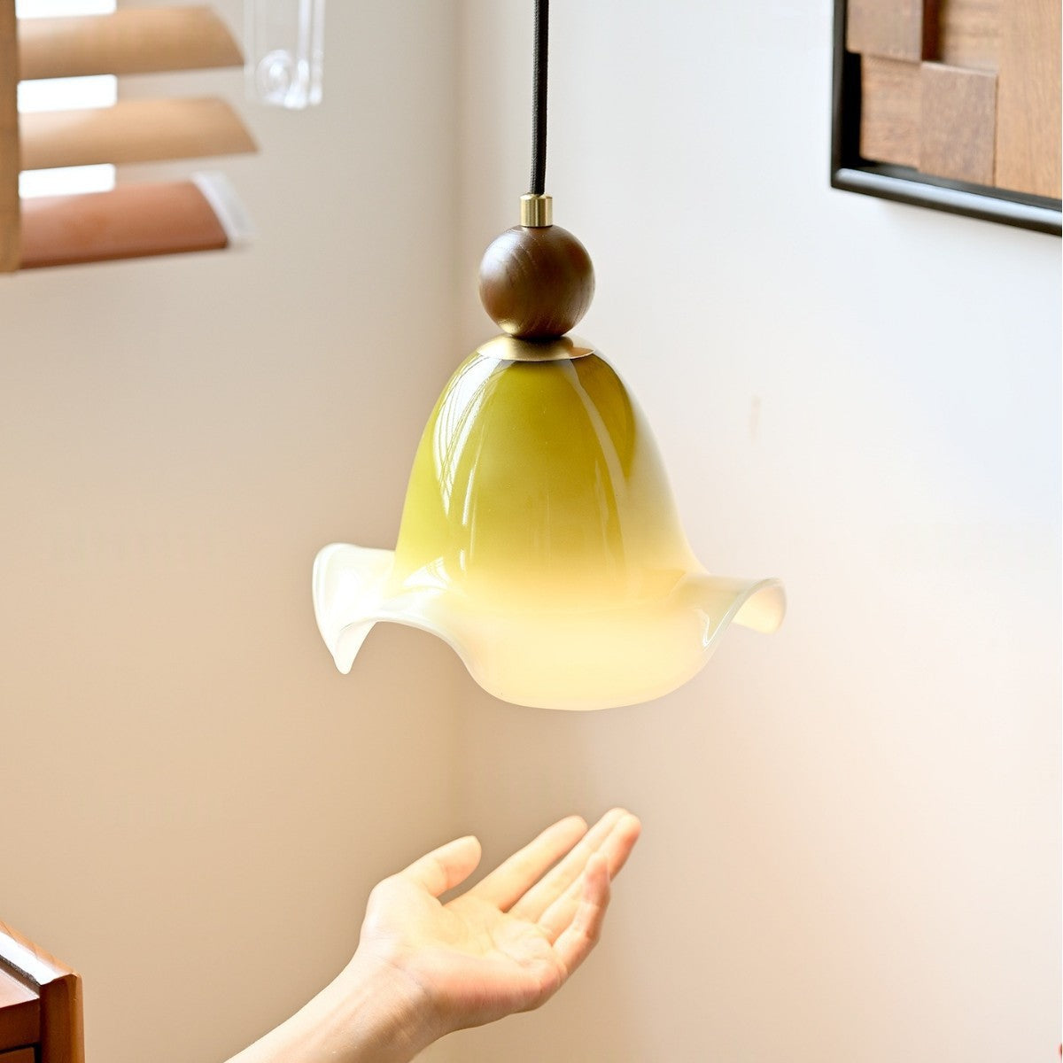 Vintage Flower Glass Pendant Light