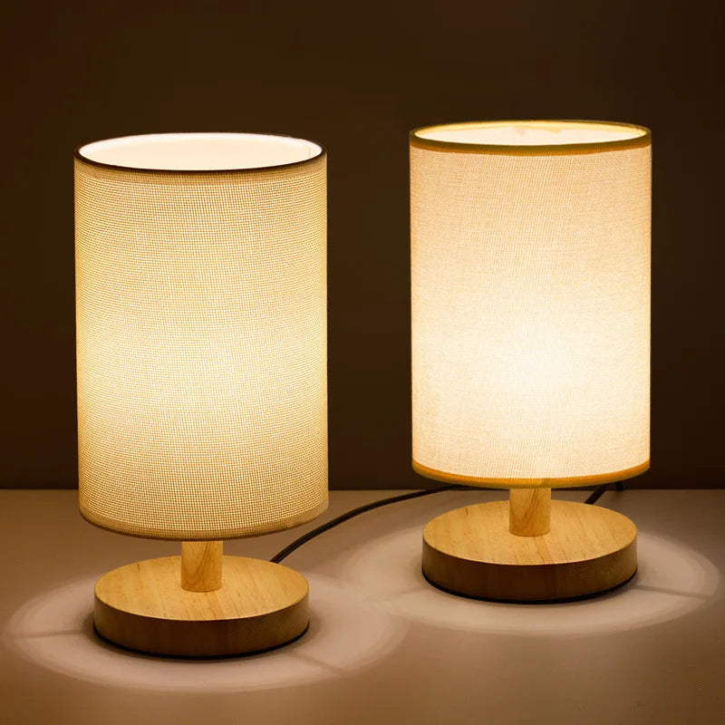 Fabric and Wood Accent Lamp