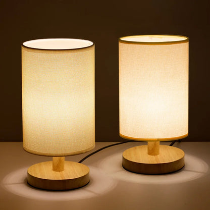 Fabric and Wood Accent Lamp