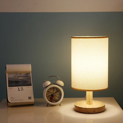 Fabric and Wood Accent Lamp