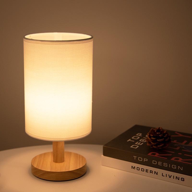 Fabric and Wood Accent Lamp