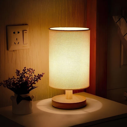 Fabric and Wood Accent Lamp