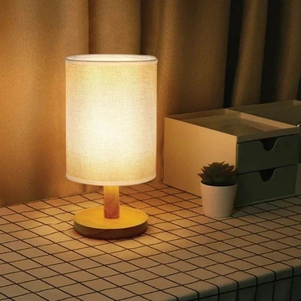 Fabric and Wood Accent Lamp
