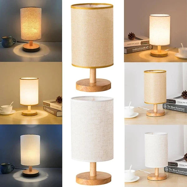 Fabric and Wood Accent Lamp